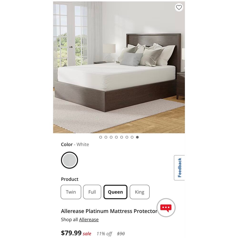 NEW! Allerease Platinum Mattress Protector Queen White - Picture 8 of 8